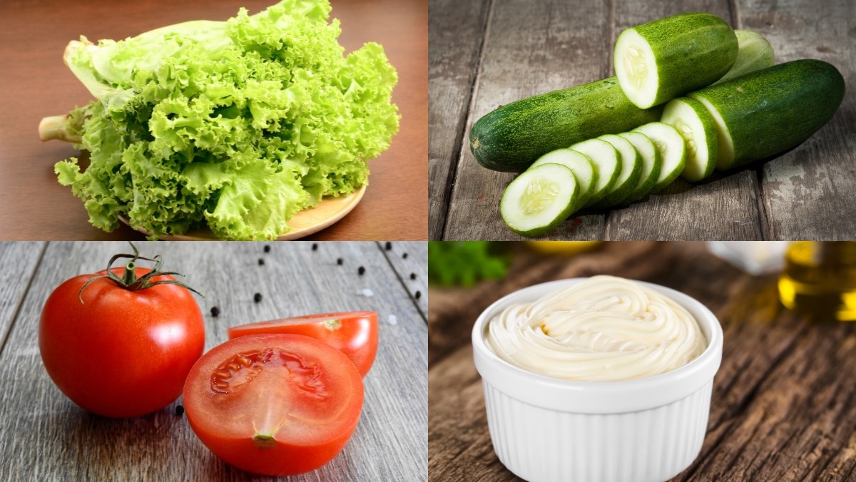 Nguyên liệu món ăn cách làm salad rau xà lách trộn mayonnaise