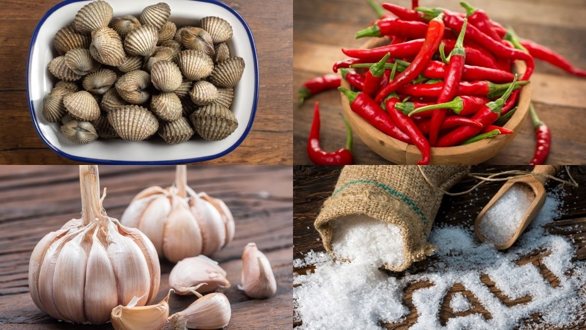 Nguyên liệu món ăn sò huyết rang muối ớt