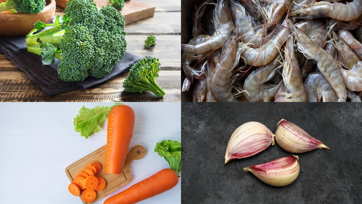 Nguyên liệu món ăn súp lơ xào tôm