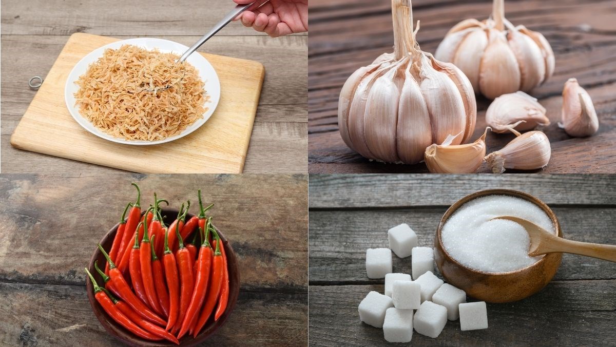 Nguyên liệu món ăn tép khô rang mặn ngọt