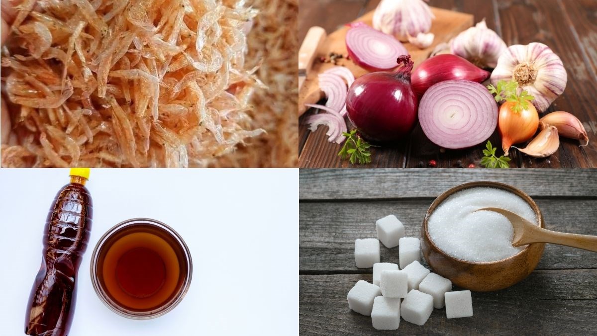 Nguyên liệu món ăn tép khô rim mặn ngọt