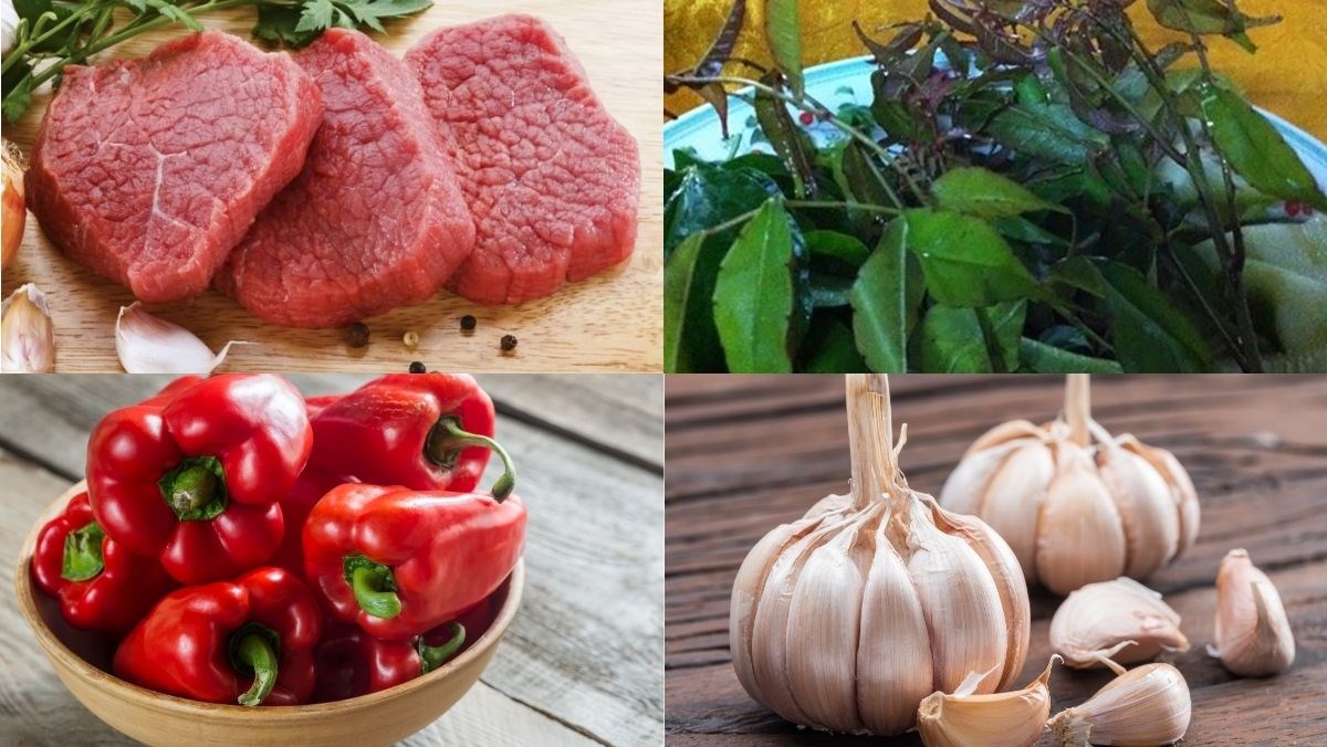 Nguyên liệu món ăn thịt trâu lá trơng