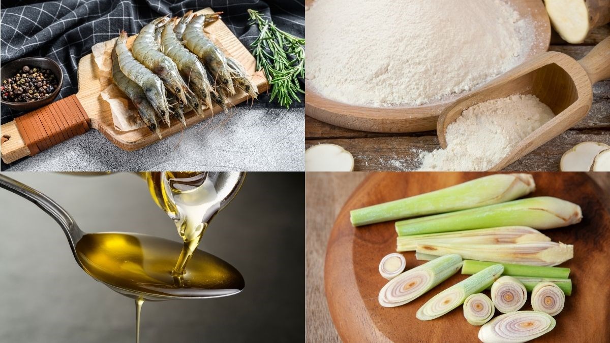 Nguyên liệu món ăn tôm chiên sả