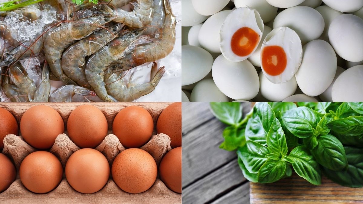 Nguyên liệu món ăn tôm chiên trứng muối