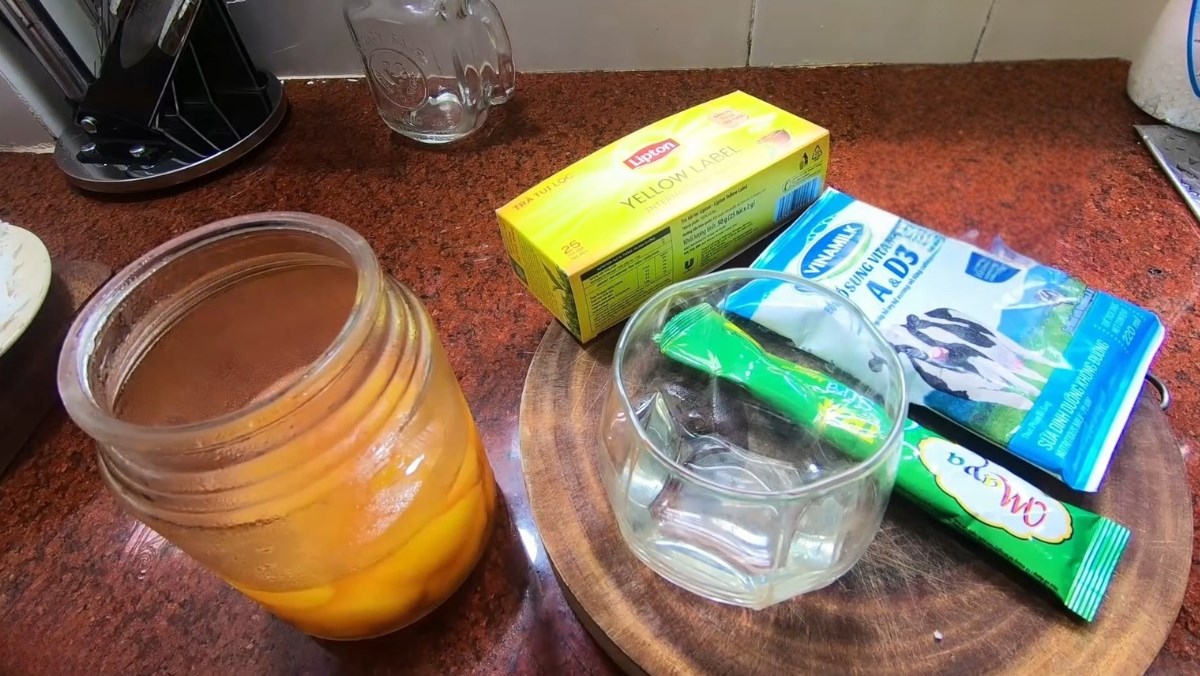 Nguyên liệu món ăn công thức pha trà đào sữa