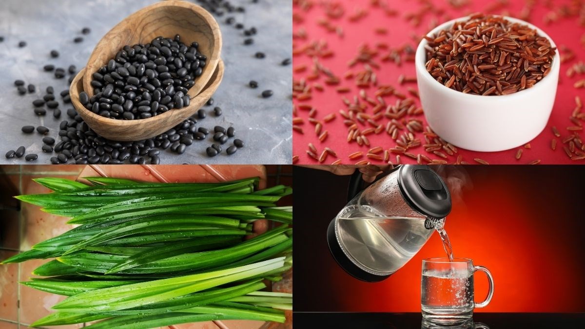 Nguyên liệu món ăn trà đậu đen xanh lòng