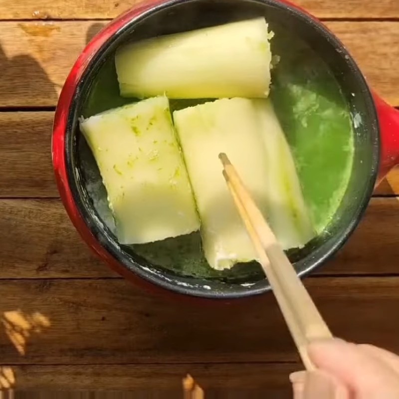 Bước 4 Hấp sắn cốt dừa lá nếp lần 2 Sắn hấp cốt dừa lá nếp