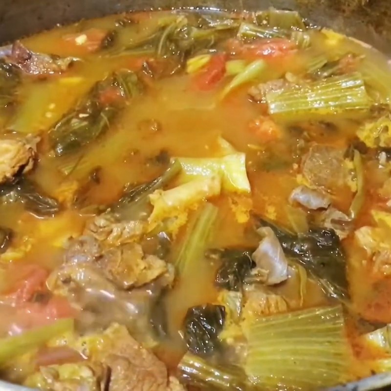 Bước 4 Hoàn thành món bò om dưa chua Thịt bò om dưa