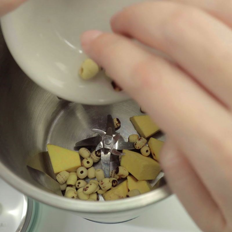 Bước 2 Nấu sữa khoai lang hạt sen bằng máy làm sữa hạt Sữa khoai lang bằng máy làm sữa hạt