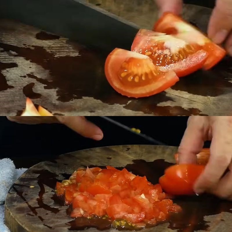 Bước 1 Sơ chế rau thơm và cà chua chuẩn bị nấu canh cá Quả dọc nấu canh chua