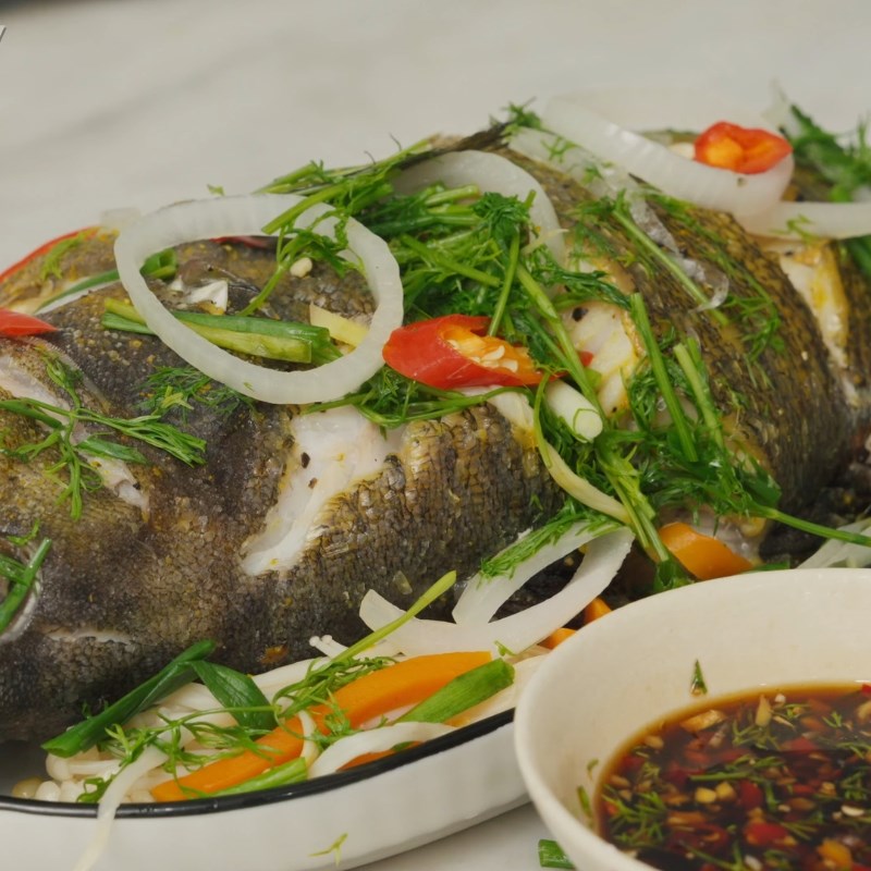 Bước 5 Thành phẩm Cá song hấp xì dầu