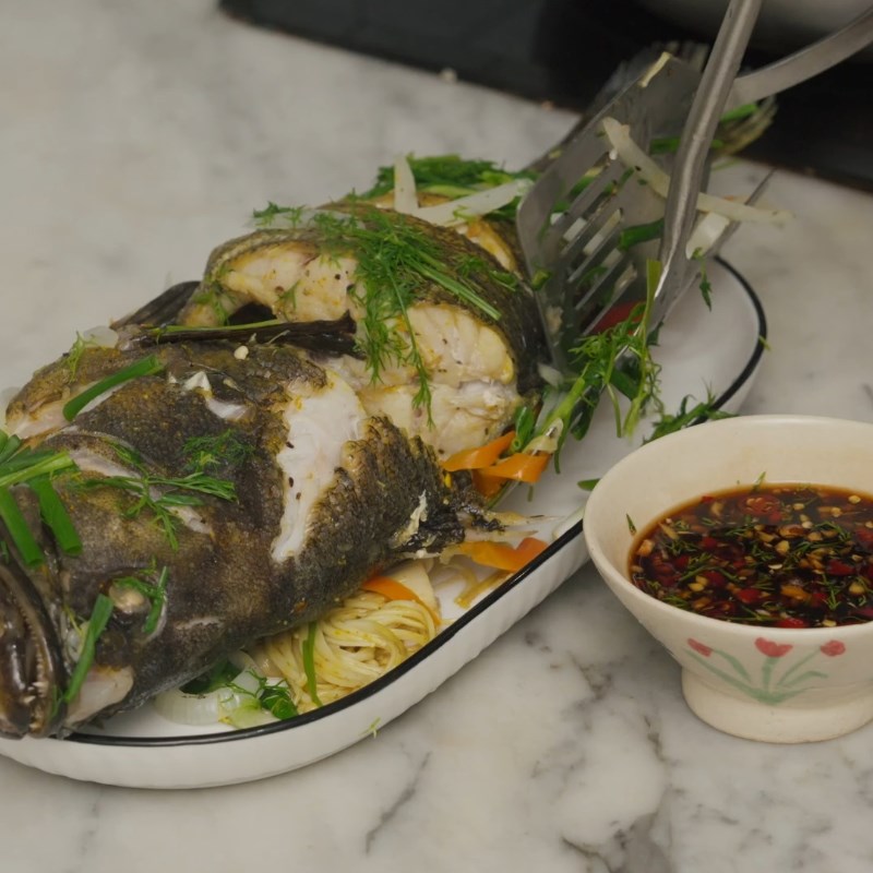 Bước 5 Thành phẩm Cá song hấp xì dầu