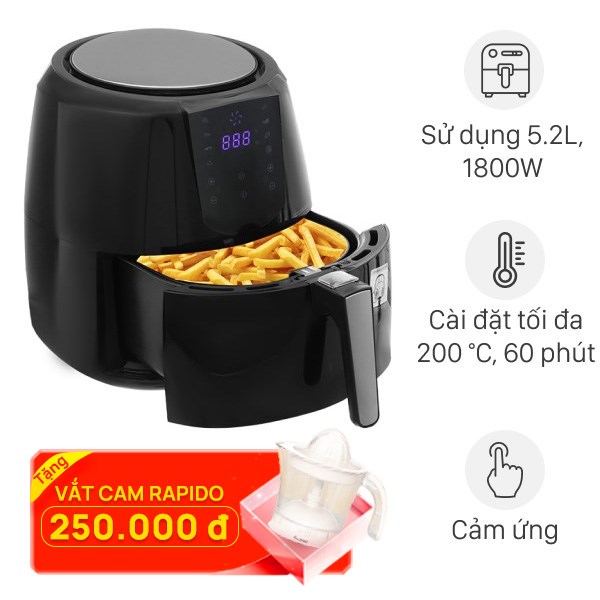 Nồi chiên không dầu Lock&Lock EJF357BLK 5.2 lít