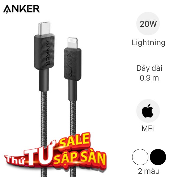 Cáp sạc nhanh và truyền dữ liệu 0.9m Anker 322 A81B5