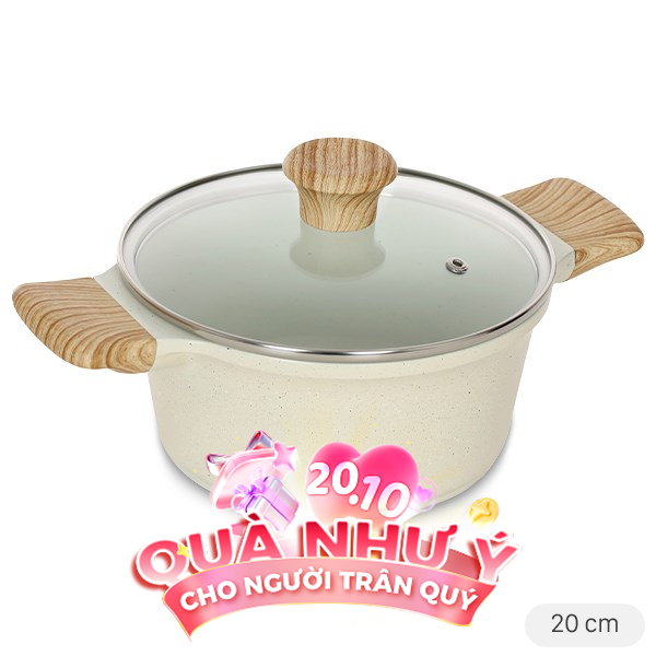 Nồi nhôm chống dính nắp kính 20 cm Green Cook GCS225-20IH