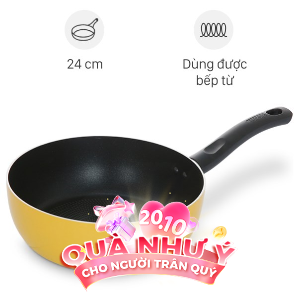 Chảo nhôm sâu chống dính đáy từ 24cm Supor H23110-SJ24