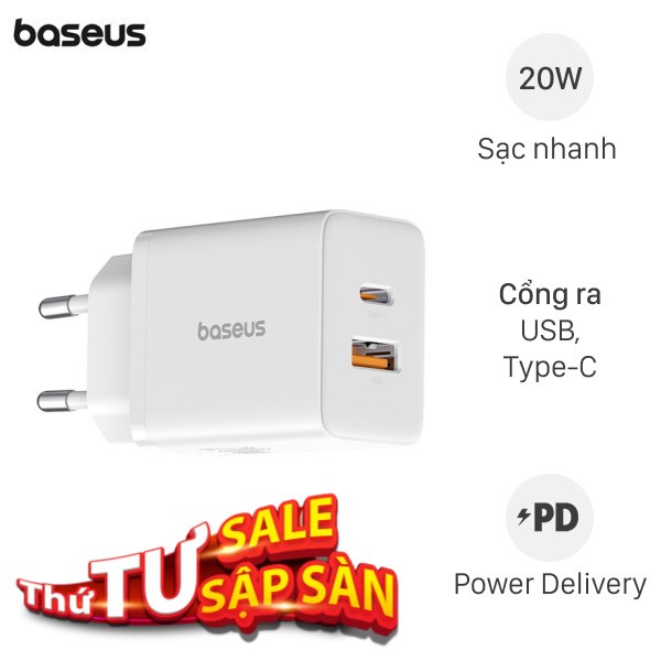 Sạc nhanh 2 cổng Baseus Cube CCXFK20UE