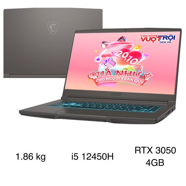 Laptop MSI Gaming Thin 15 B12UC - 2045VN (i5 12450H, 16GB, 512GB, RTX 3050 4GB, Full HD 144Hz, Win11)