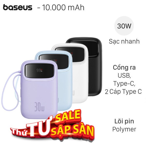 Baseus 30W Qpow 2 PPQD4-10C kèm Cáp Type C