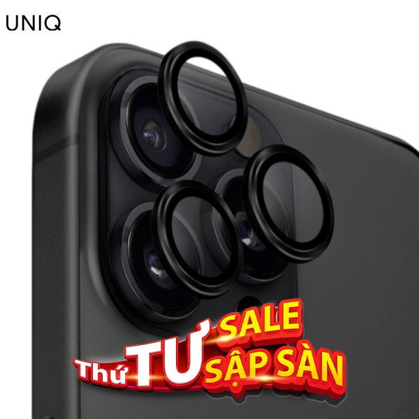 Miếng dán camera iPhone 16 Pro/16 Pro Max OPTIX ALUMINIUM UNIQ