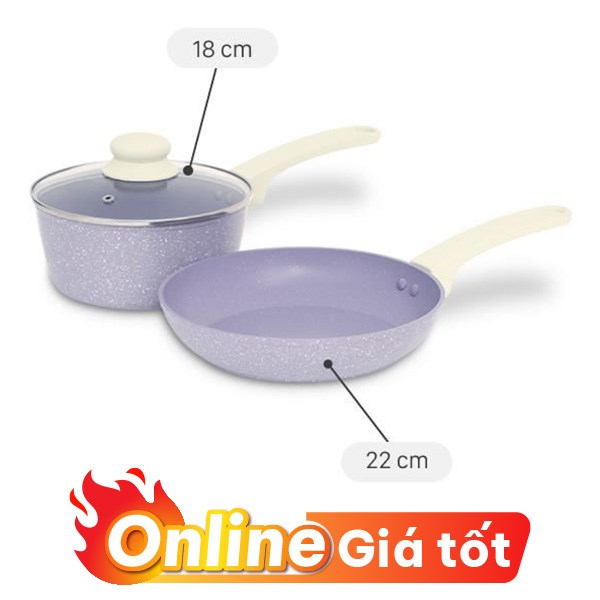 Bộ chảo quánh nhôm chống dính nắp kính Green Cook GCS247-T2