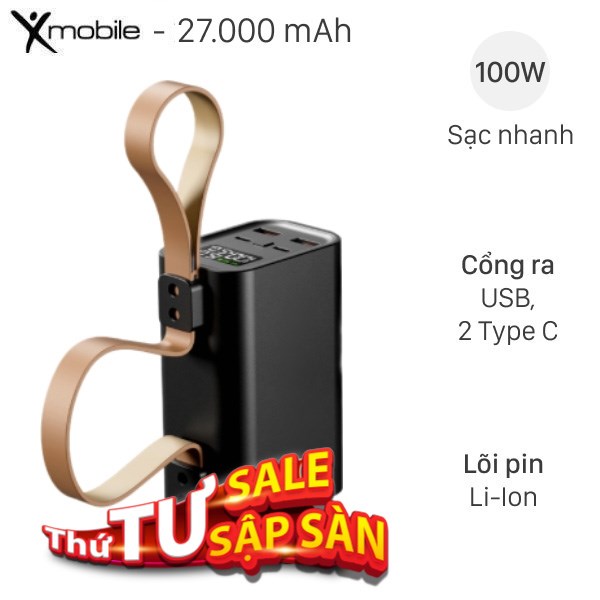 Xmobile 100W M3 tích hợp đèn Pin
