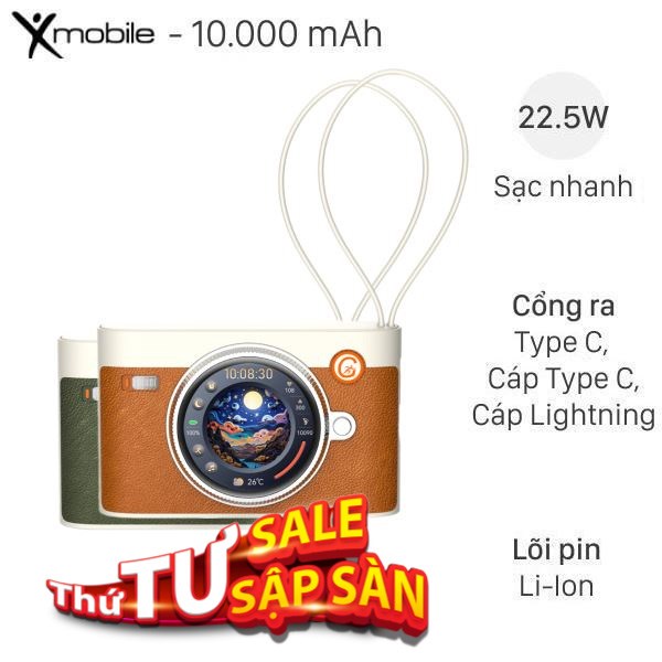 Xmobile 22.5W SnapGo GS-M3 kèm Cáp Lightning và Type C