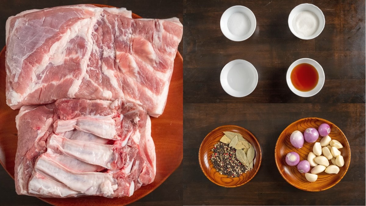 Nguyên liệu món ăn ba rọi ngâm nước mắm