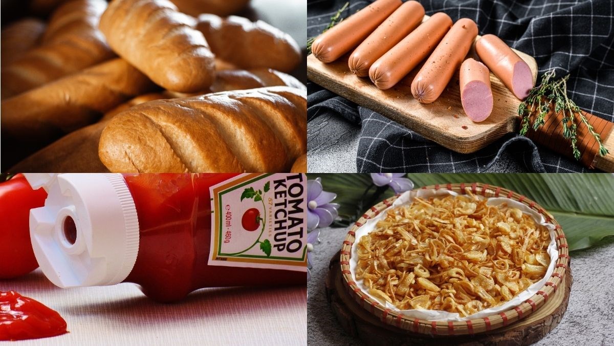 Nguyên liệu món ăn bánh mì kẹp xúc xích