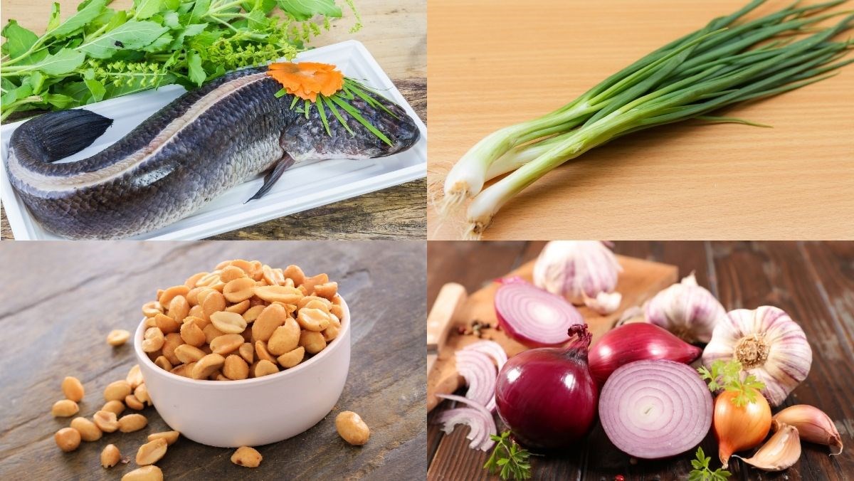 Nguyên liệu món ăn cá lóc hấp cuốn bánh tráng