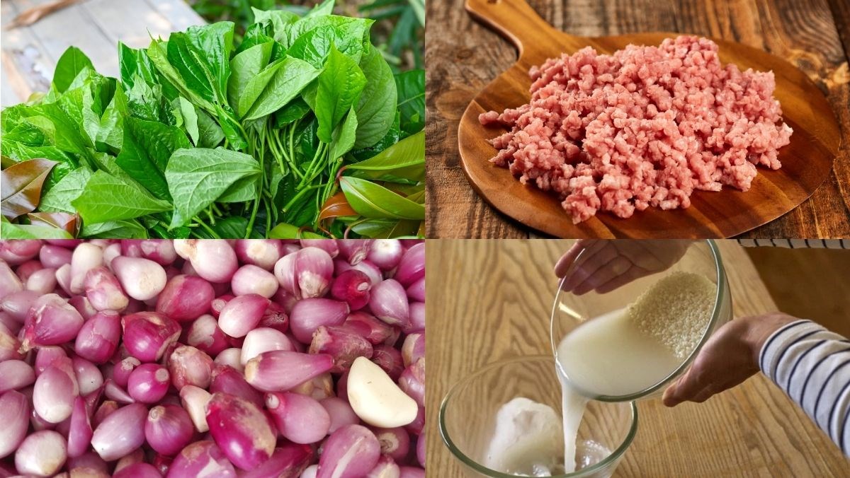 Nguyên liệu món ăn canh lá lốt nấu thịt heo