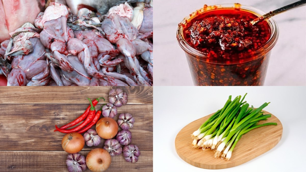 Nguyên liệu món ăn ếch xào sa tế