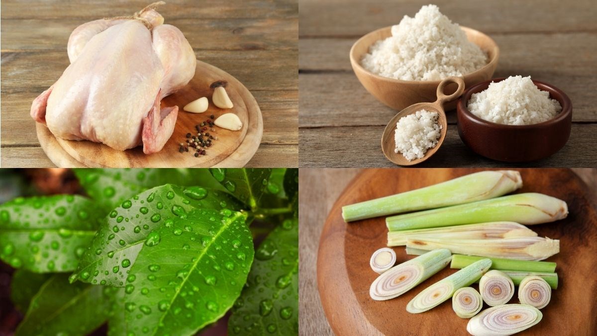 Nguyên liệu món ăn gà hấp muối da giòn