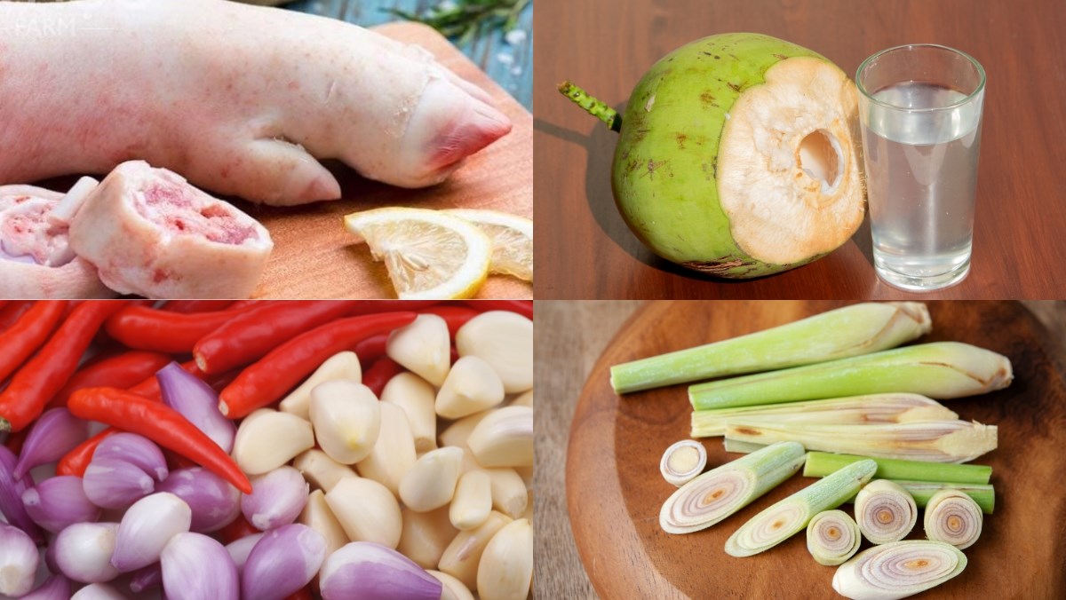 Nguyên liệu món ăn giò heo kho nước dừa