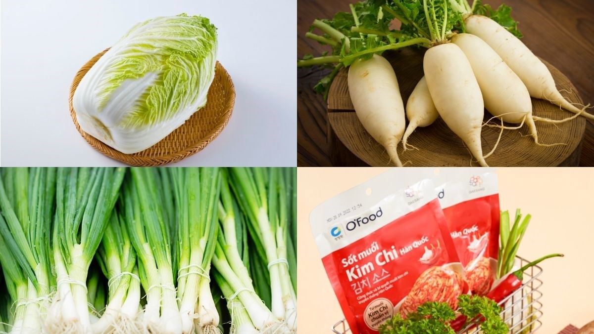 Nguyên liệu món ăn kim chi bằng gói gia vị