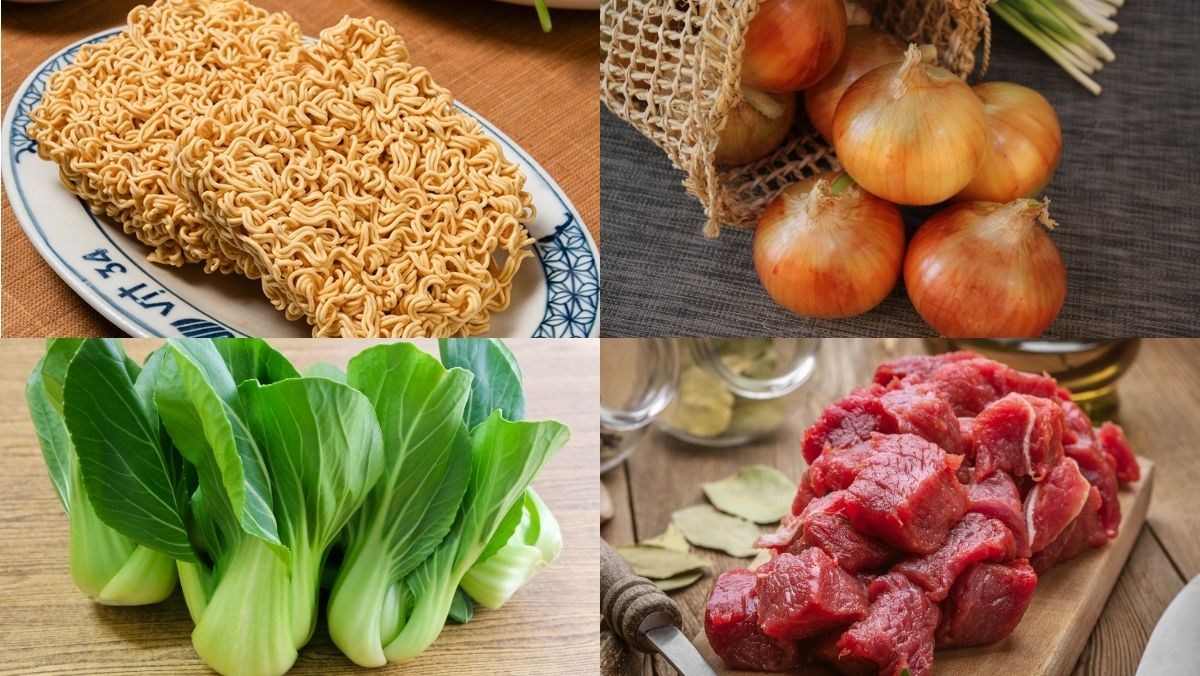 Nguyên liệu món ăn mì tôm hảo hảo xào