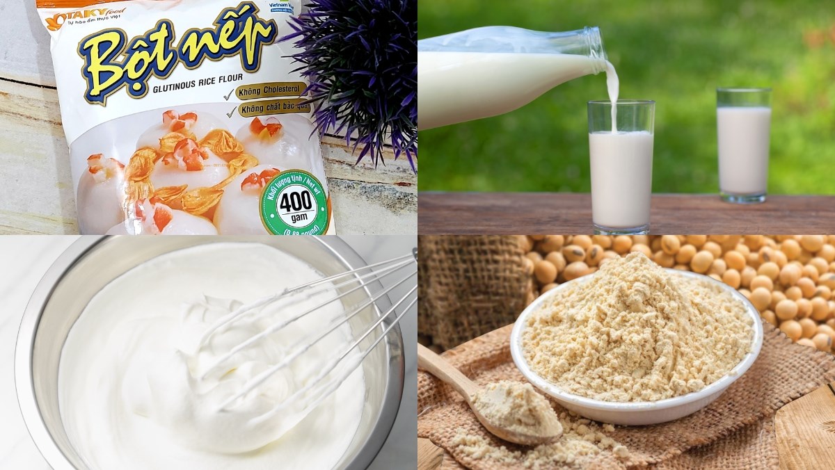 Nguyên liệu món ăn mochi chấm kem sữa