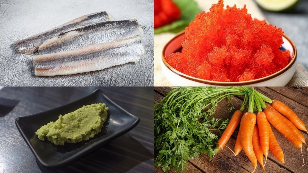 Nguyên liệu món ăn sashimi cá trích ép trứng