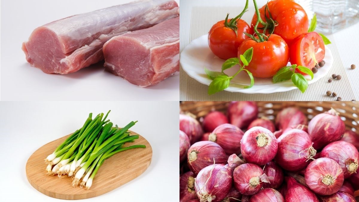 Nguyên liệu món ăn thịt heo sốt cà chua