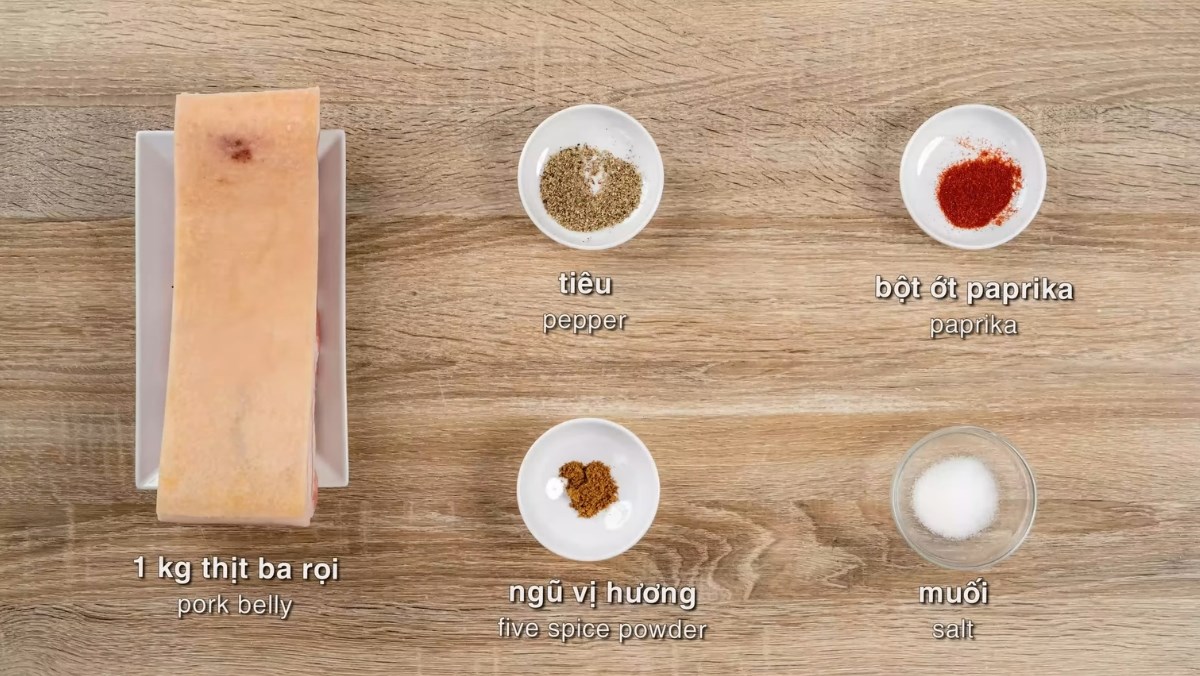 Nguyên liệu món ăn thịt lợn quay giòn bì