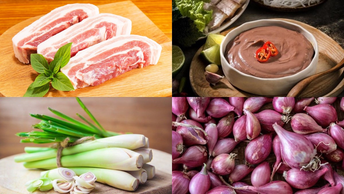 Nguyên liệu món ăn thịt xào mắm ruốc sả