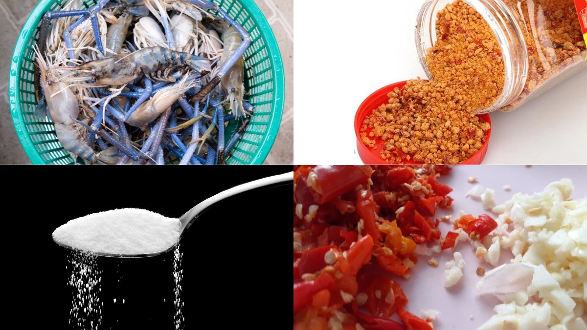 Nguyên liệu món ăn tôm càng xanh rang muối ớt