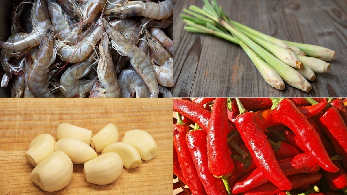 Nguyên liệu món ăn cách làm tôm xào sả ớt