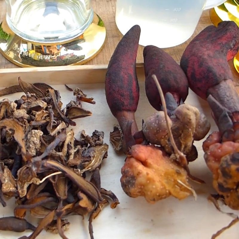 Bước 1 Chuẩn bị nấm ngọc cẩu (khô và tươi) Nấm ngọc cẩu ngâm rượu