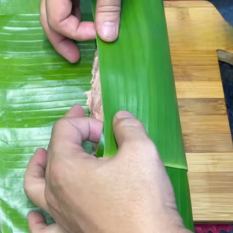 Bước 6 Gói chả lụa bì ớt xiêm xanh bằng lá chuối Chả lụa bì ớt xiêm xanh