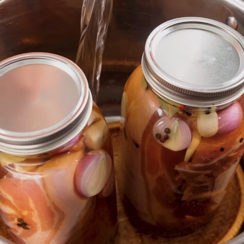 Bước 4 Hấp cách thủy Ba rọi ngâm nước mắm