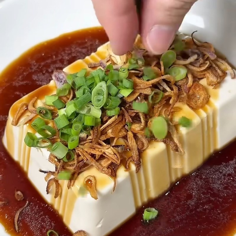 Bước 4 Hoàn thành món đậu hũ non sốt xì dầu Đậu hũ non hấp sốt xì dầu