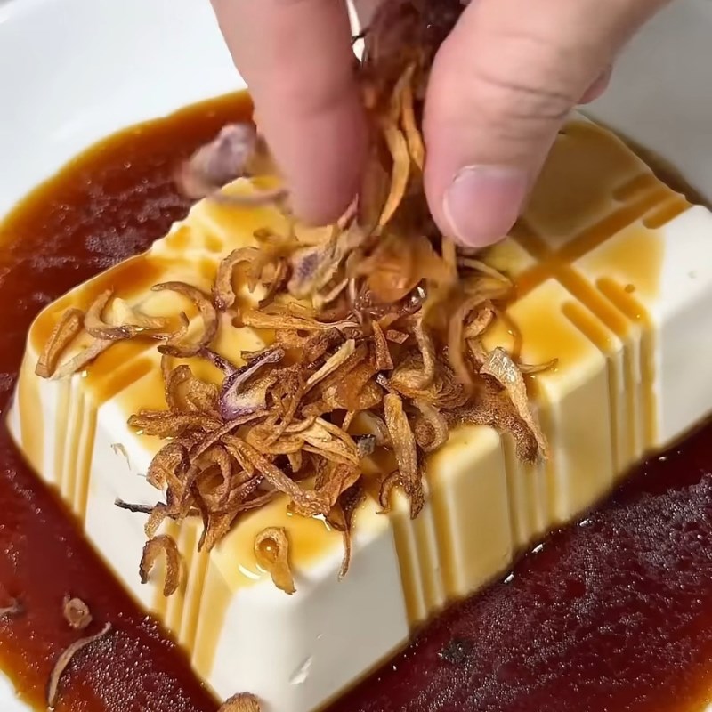 Bước 4 Hoàn thành món đậu hũ non sốt xì dầu Đậu hũ non hấp sốt xì dầu