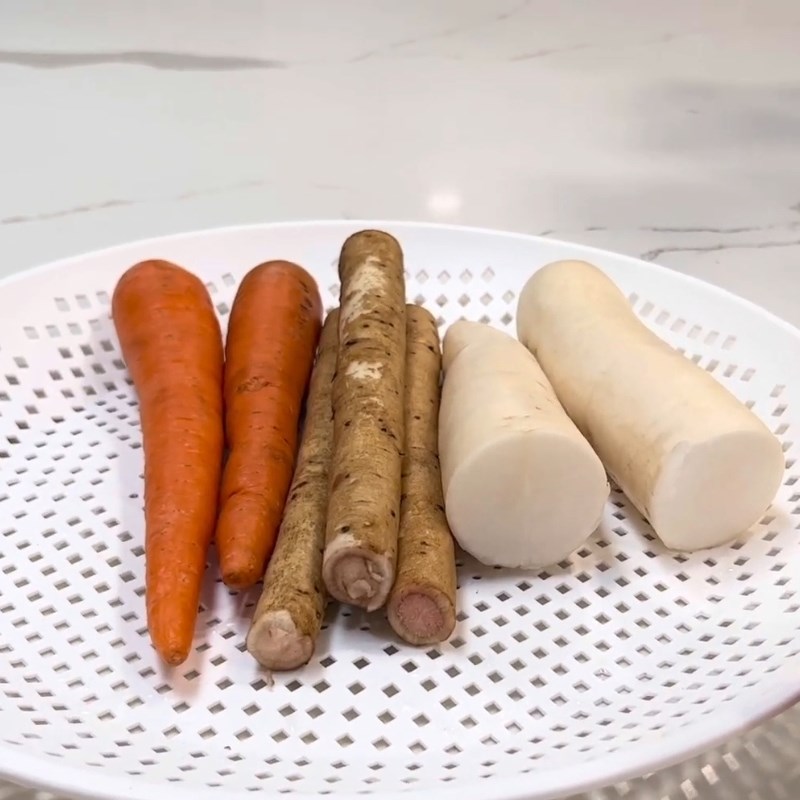 Bước 1 Sơ chế rau củ và nấm đông cô Canh dưỡng sinh