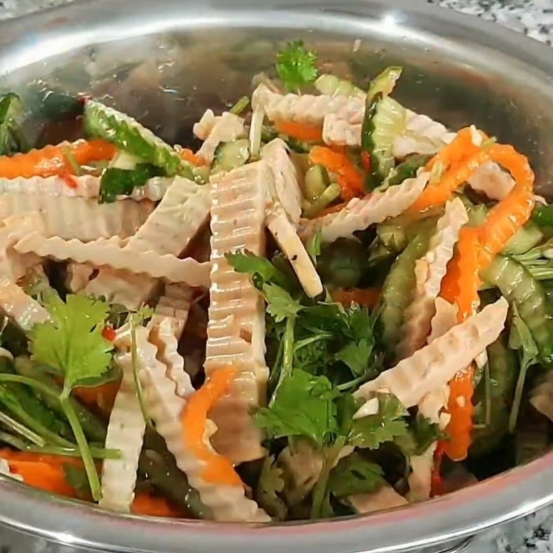 Bước 5 Trộn nộm giò lụa dưa chuột Nộm giò lụa dưa chuột